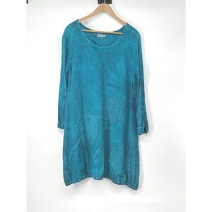 Cottonways Lagenlook Gauze‎ Turquoise Dress Size S/M Casual Unique
